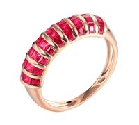Wycian Promise Rings That Don'T Turn Your Finger Green Lab Created Ruby Rings for Women 18K Rose Gold Drill Row with 1.87CT Red Ruby Size U 1/2 Solid Not Plated Fashion for Sister Thanksgiving