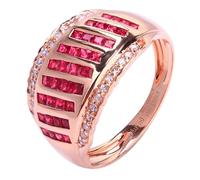 Wycian Promise Rings That Don'T Turn Your Finger Green Lab Grown Ruby Ring 18K Rose Gold Drill Row with 1.08CT Red Ruby and Diamond Size T 1/2 Solid Not Plated Simple for Wife Valentines Day