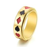 Wycian Promise Rings That Don'T Turn Your Finger Green, Promise Rings Titanium Gold Size V 1/2 8mm Playing Cards Engraved Gifts for Women New Year Jewelry