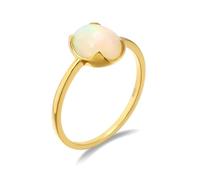 Wycian Promise Rings That Don'T Turn Your Finger Green, Ring Opal for Men 18K Yellow Gold Oval Opal Size L 1/2 Stackable Knuckle for Women New Year