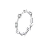 Wycian Promise Rings That Don'T Turn Your Finger Green Rings for Women Sterling Silver S925 1.08mm Cubic-Zirconia Three-Dimensional Geometric Zircon P 1/2