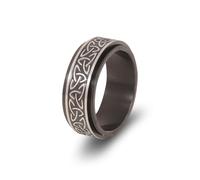 Wycian Promise Rings That Don'T Turn Your Finger Green, Stainless Steel Bands for Women Black Size R 1/2 7.8mm Spinner with Celtic Knots Personalized