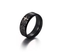 Wycian Promise Rings That Don'T Turn Your Finger Green, Stainless Steel Rings Jewelry Black Size N 1/2 7.8mm Cross Scripture Custom for Wife Mother'S Day