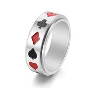 Wycian Promise Rings That Don'T Turn Your Finger Green, Titanium Jewelry Ring Silver Size x 1/2 8mm Playing Cards Custom Gifts for Wife Valentines Day