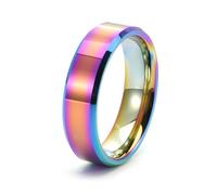 Wycian Promise Rings That Don'T Turn Your Finger Green, Tungsten Ring Colorful Size V 1/2 6mm Simple Engraved Gifts for Women Graduation Jewelry