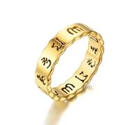 Wycian Promise Rings That Don'T Turn Your Finger Green, Unique Stainless Steel Rings Gold Size T 1/2 5.7mm with Buddhism Mantra for Wife Mother'S Day