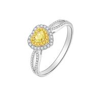 Wycian Promise Rings Vintage Band Ring 14K White Vintage Silver Heart with 0.2CT Diamond Size S 1/2 Solid Not Plated Elegant for Sister Engagement Jewelry