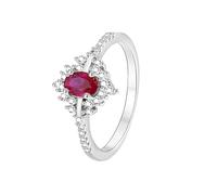 Wycian Promise Rings Vintage Lab Grown Ruby Ring Silver 18K White Gold Au750 Elegant Size S 1/2 Popular for Wife Birthday Jewelry