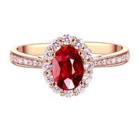 Wycian Promise Rings with Engraving Lab Created Ruby Rings for Women 18K Rose Gold 0.55CT Natural Pigeon Blood Ruby Size T 1/2 Solid Not Plated Elegant for Aunt New Year