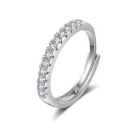 Wycian Read Your Heart Moissanite Rings White Gold Ring Guard 18K Half Straight Row Cubic Zirconia Size O 1/2 Fashion for Sister Valentines Day Jewelry