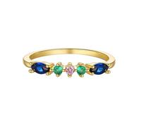 Wycian Red Ring for Women Ruby Ring Women 9K Yellow Gold Au375 Size Q 1/2 Pear 4X6mm Ruby Stackable for Ladies Classic