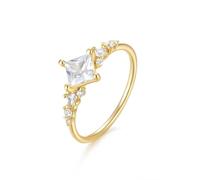 Wycian Ring Bands Opal Ring Women 14K Yellow Gold Au585 Size S 1/2 Colorful Oval 4X6mm Opal Stackable for Sister Classic