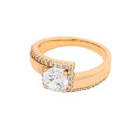 Wycian Ring Engagement Gemstone for Women, Moissanite 14K Rose Gold 50th Wedding Anniversary Rings for Women in M 1/2 Circle