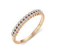 Wycian Ring for Women Diamond Engagement Ring Band 18K Rose Gold Simple Double Row Design with Round Diamond 0.2CT Size U 1/2 Solid Not Plated Modern for Aunt Birthday