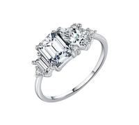 Wycian Ring Moissanite Band White Gold Rings for Women 9K Au375 Size I 1/2 Oval 3X5mm Moissanite Stackable for Mother Fashion