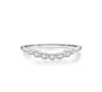 Wycian Ring Size Women Wedding Ring Sterling Silver S925 1.2mm Cubic-Zirconia Curved Row of Small Zircon Size P 1/2 Gifts for Ladies Mother Fashion