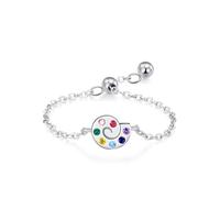 Wycian Rings Silver Silver 925 Rings 1.5mm Cubic Zirconic Rainbow Snail Adjustalbe Chain Adjustable Gifts for Ladies Mother Popular