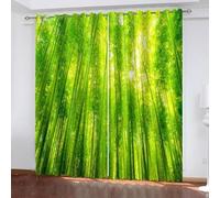 Wycian Rustic Curtain Curtains Green Pack of 2 Trees and Sunshine Scenery Polyester 92" W X 84" H (234X214Cm) for Each Pc