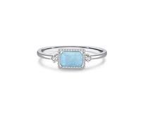 Wycian S925 Sterling Silver Best Friend Rings for Women, Women Rings Personalize Opal Rectangle Size R 1/2