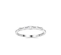 Wycian Silver Wedding Ring 925 Silver Rings for Women 2.1mm Cubic Zirconic Stackable Setting Gemstone Size J 1/2 Gifts for Ladies Mother Modern