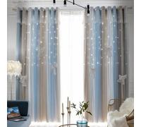 Wycian Simple Curtain Blackout Curtains Modern Blue Gray 2 Pack Polyester Splicing Solid Color 38" W x 84" H (96X214CM)