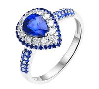 Wycian Simple Engagement Ring Lab Created Sapphire Ring 18K White Gold Luxurious with 1.40CT Sapphire and Diamond Size L 1/2 Solid Not Plated Popular for Lesbian Birthday