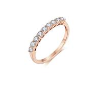 Wycian Simple Engagement Ring Wedding Ring Diamond 18K Rose Gold Elegant Row Design with Round Diamond 0.35CT Size J 1/2 Solid Not Plated Popular for Ladies New Year