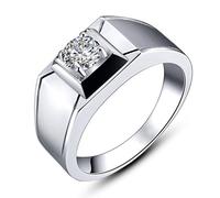 Wycian Simple Rings for Men White Gold Ring for Women 18K Solitaire Size Z Upgrade 3.0 for Grandfather Birthday Jewelry
