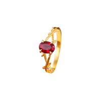 Wycian Simple Rings Lab Grown Ruby Ring 18K Yellow Gold Tree Branch Design Oval Lab Ruby 1.2CT with Round Moissanite Size H 1/2 Solid Not Plated Upgrade 3.0 for Ladies Birthday