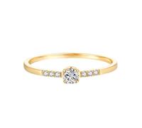 Wycian Solitaire Engagement Rings for Women 9K Gold Rings for Women Elegant Thin with 0.12CT Round Cut Diamond Size P 1/2 Solid Not Plated Popular for Sister Valentines Day