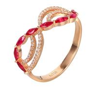 Wycian Stackable Initial Rings for Women Lab Created Ruby Band Ring 18K Rose Gold Hollow Out with 0.168CT Red Ruby and Diamond Size V 1/2 Solid Not Plated Fashion for Ladies Christmas