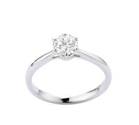 Wycian Stackable Ring Band for Women 14 K White Gold Wedding Band Women 6 Prong 0.5CT Round Diamond Size P 1/2 Solid Not Plated Modern for Wife Mothers Day