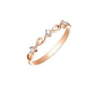 Wycian Stackable Ring Unique 14K Rose Gold Filled Ring with 0.07CT Diamond Size H 1/2 Solid Not Plated Modern for Sister Thanksgiving Jewelry