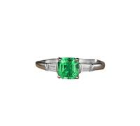 Wycian Stackable Ring Unique 14K White Gold Filled Ring Elegant 4 Prong Square Lab Emerald 1CT with Moissanite Size N 1/2 Solid Not Plated Fashion for Wife Mothers Day
