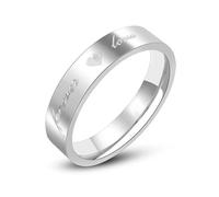 Wycian Stainless Steel Rings for Women 4Mm, Silver Ring Polish Stainless Steel Size T 1/2 Polished 4mm Forever Love Heart Custom Gifts for Wife Prom