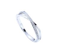 Wycian The Promise Ring 14K White Gold Ring for Woman Silver with 0.1CT Diamond Size R 1/2 Solid Not Plated Upgrade 3.0 for Lesbian Birthday Jewelry