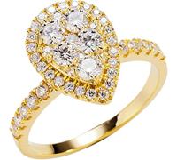 Wycian The Promise Ring Gold Rings Women Yellow 18K Lab Diamond Teardrop with Round Moissanite Size R 1/2 Popular for Sister Graduation Jewelry