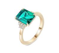 Wycian The Promise Ring Golden Rings Yellow 18K Moissanite with Square Shape Green Moissanite Size K 1/2 Popular for Sister Engagement Jewelry