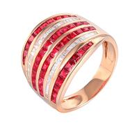 Wycian The Promise Ring Lab Grown Ruby Ring 18K Rose Gold Drill Row with 2.5CT Red Ruby and Diamond Size x 1/2 Solid Not Plated Fashion for Sister Valentines Day