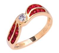 Wycian The Promise Ring Lab Made Ruby Ring 18K Rose Gold Round Shape with 0.46CT Red Ruby and Diamond Size S 1/2 Solid Not Plated Elegant for Ladies Engagement