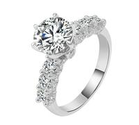 Wycian The Promise Ring Ring Moissanite Band 14K White Gold Luxury 6 Claws Round Moissanite 2Ct Size K 1/2 Elegant for Sister Christmas Jewelry
