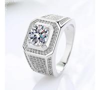 Wycian The Silver Ring Cubic Zirconia Rings for Women Alloy Wide Band with Four Claws Size P 1/2 Gifts for Ladies Mother Simple