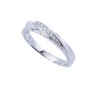 Wycian The Wedding Ring Engagement Rings Real Diamond 18K White Gold Silver with 0.05CT Diamond Size Q 1/2 Solid Not Plated Upgrade 3.0 for Ladies Christmas