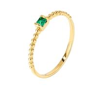 Wycian The Wedding Ring Golden Rings 18K Ball Shape with 0.05CT Square Emerald Size V 1/2 Solid Not Plated Fashion for Wife Valentines Day Jewelry