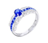 Wycian The Wedding Ring Lab Created Sapphire Ring 18K White Gold 4 Claws Oval with 1.15CT Sapphire and Diamond Size K 1/2 Solid Not Plated Upgrade 3.0 for Wife Mothers Day