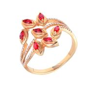 Wycian The Wedding Ring Lab Grown Ruby Ring 18K Rose Gold Marquise Shape with 0.4CT Ruby and Diamond Size L 1/2 Solid Not Plated Fashion for Ladies Valentines Day