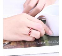 Wycian The Wedding Ring Lab Made Ruby Ring 18K Rose Gold Marquise Shape with 0.59CT Ruby and Diamond Size P 1/2 Solid Not Plated Popular for Wife Anniversary