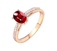 Wycian Trendy Rings Lab Grown Ruby Engagement Ring 18K Rose Gold 4 Claw Oval Red Ruby 0.5CT Size L 1/2 Solid Not Plated Popular for Ladies Engagement Jewelry