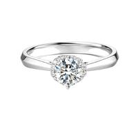 Wycian Unique Wedding Band Rings for Women Diamond Ring Women 18K White Gold with 0.5CT Round Diamond Size N 1/2 Solid Not Plated Popular for Wife Anniversary