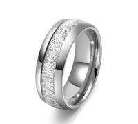 Wycian Unique Wedding Bands for Men Tungsten Steel, Frost Pattern Silver 8MM Size N 1/2